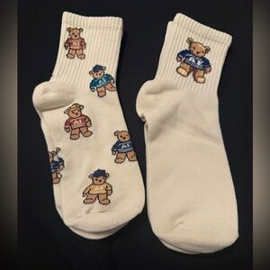 American Eagle Patterned Bear Socks - Cream